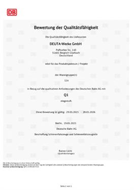 LIEFERANTENBEWERTUNG Q1 DER DB AG