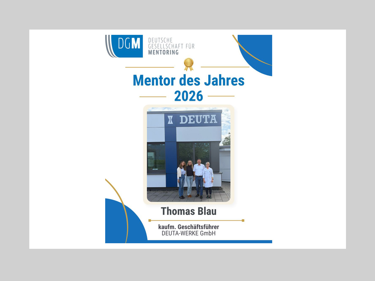Thomas Blau als „Mentor des Jahres 2026“ ausgezeichnet